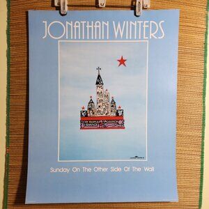 1980s Poster Jonathan Winters "Sunday On The Other Side Of The Wall" 28"x22" NOS